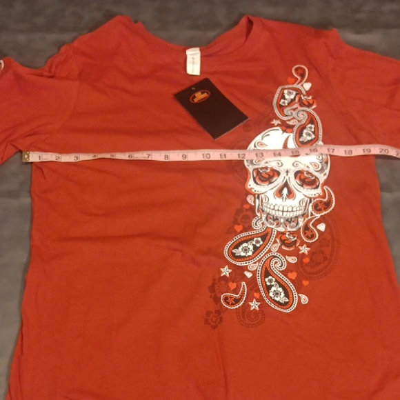 NWT! Edgy Fuschia Skull Paisley Women's Long Sleeve Tee - Picture 6 of 7